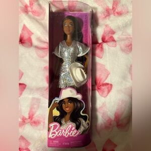 Barbie in Shimmering Silver Outfit with White Hat
